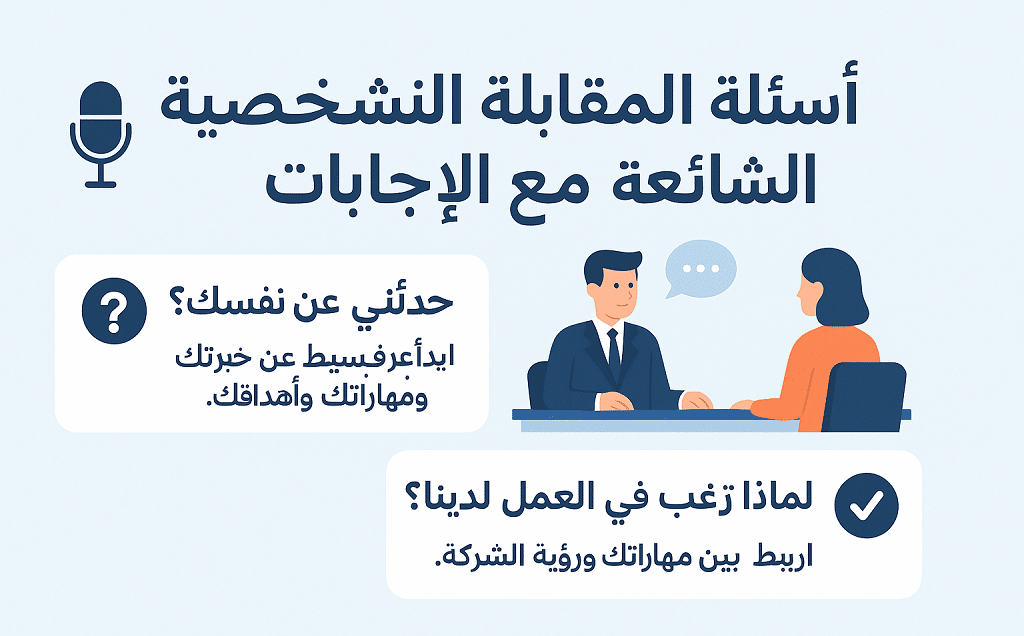 أسئلة مقابلات جاهزة وبأجوبتها
